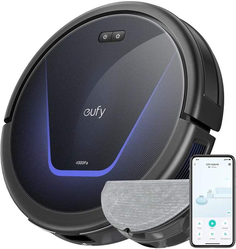 eufy G50 Hybrid Robot Aspirador y Fregasuelos con Succión de 4.000 Pa