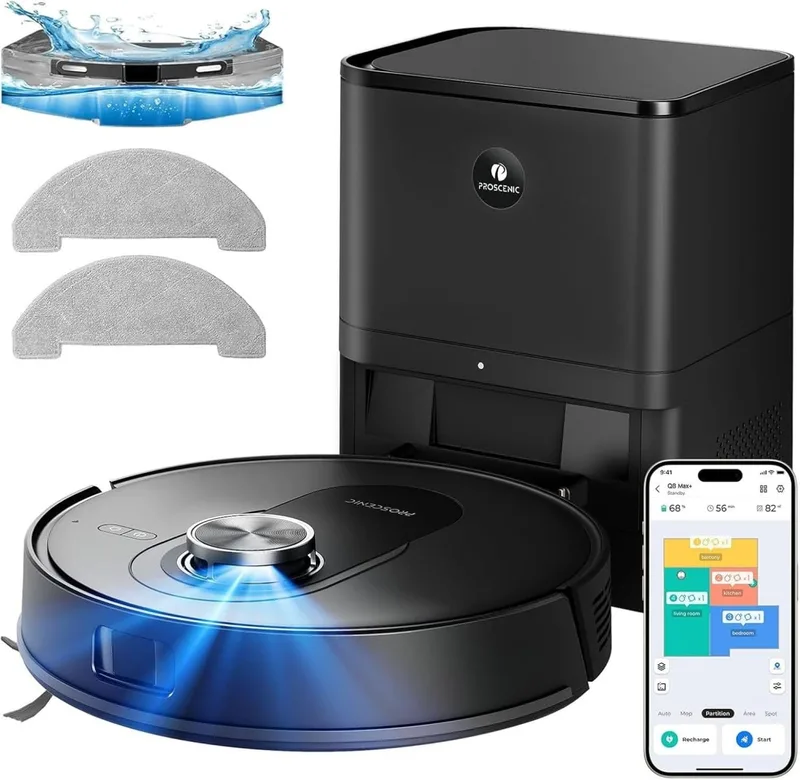 Proscenic Q8 MAX Robot Aspirador y Fregasuelos con Evasión de Obstáculos